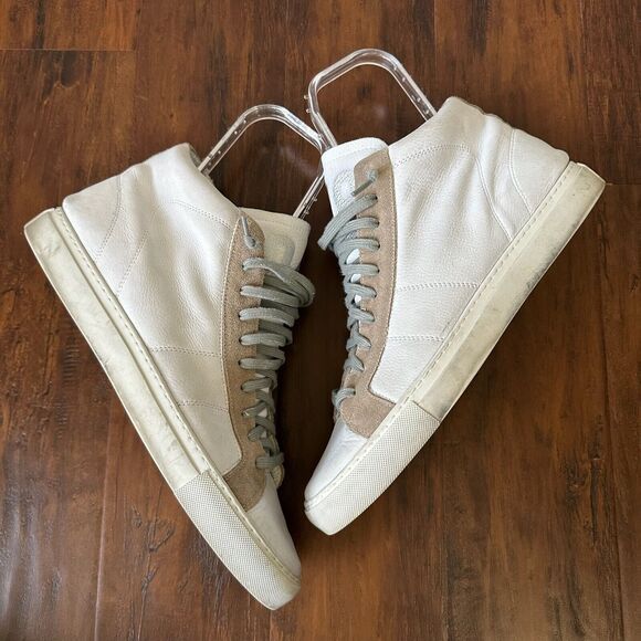 P448 Star 2.0 High Top Sneakers White/Tan Leather Lace Up - Picture 6 of 11